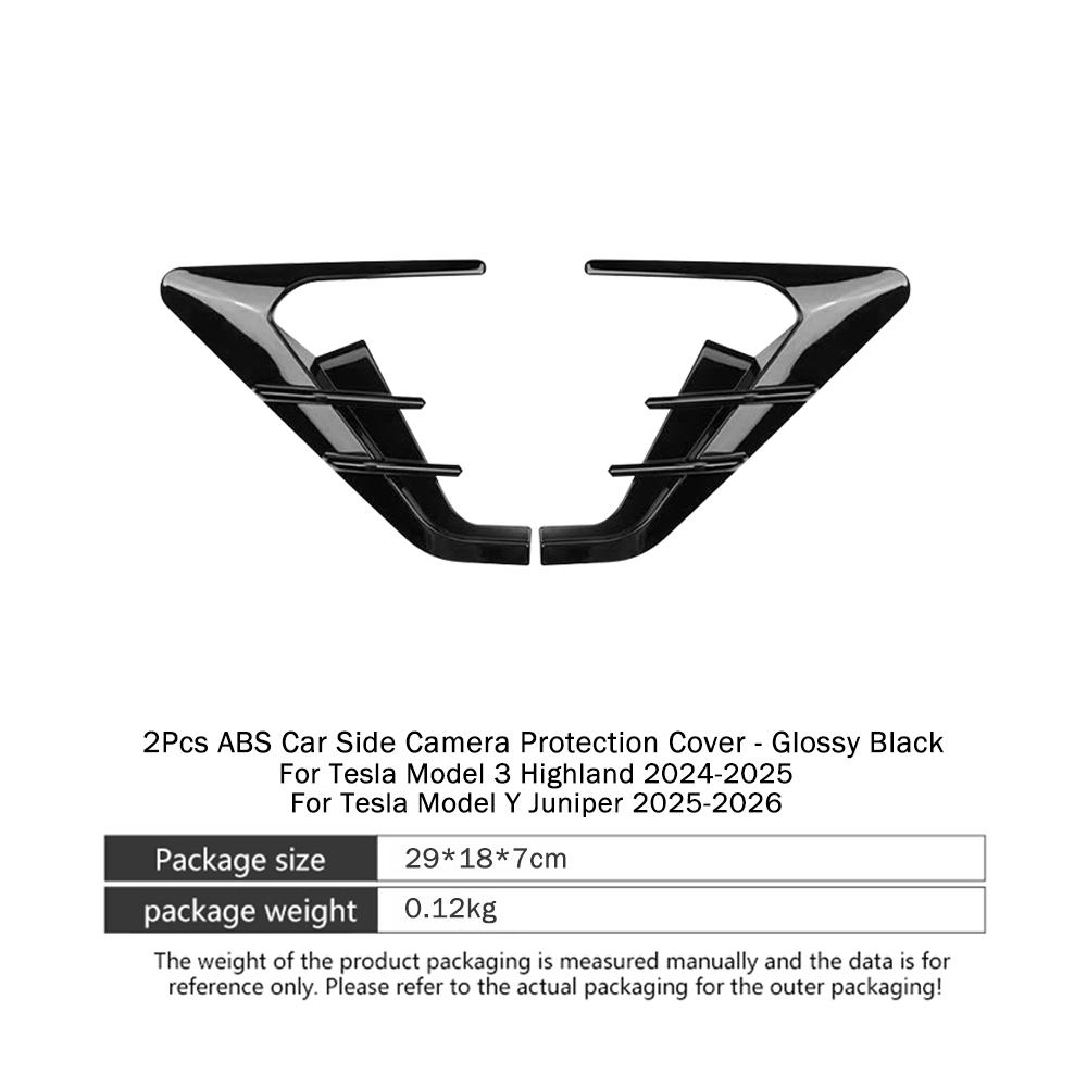 Model Y Juniper 2025 2026 Car ABS Side Camera Protection Cover Kit Decoration for Tesla Model 3 Highland Accessories 2PCS/Set