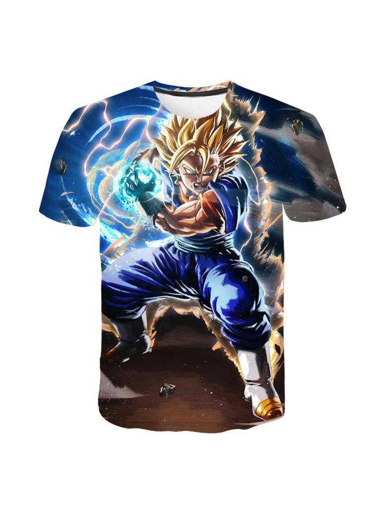 Summer 3D Print T-shirt Anime Character Son Goku Super Saiyan T-shirt Boy Children's Clothes T-shirt