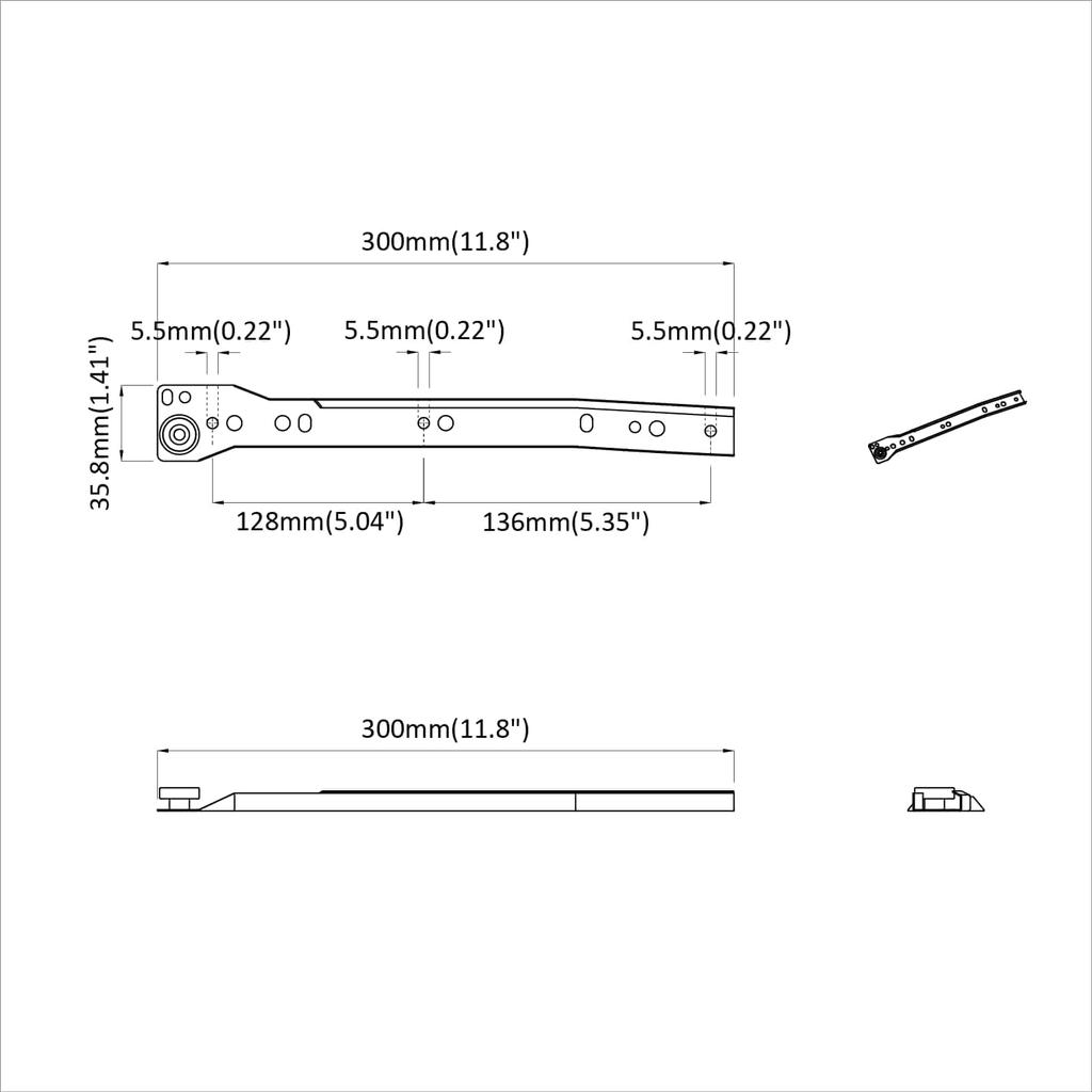 Drawer Slide 2 pcs White 300 mm Steel