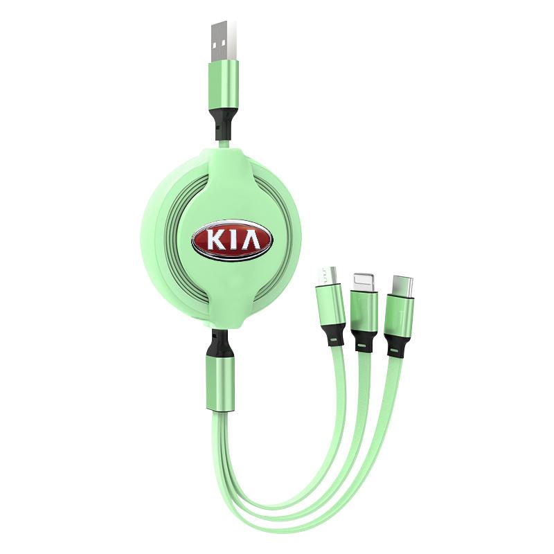 1Pcs Fashion New Car Mounted Telescopic Three In One Mobile Phone Charger For Kia Rio Ceed Sportage Cerato Soul Sorento K2 K5 Flip Car Accessories