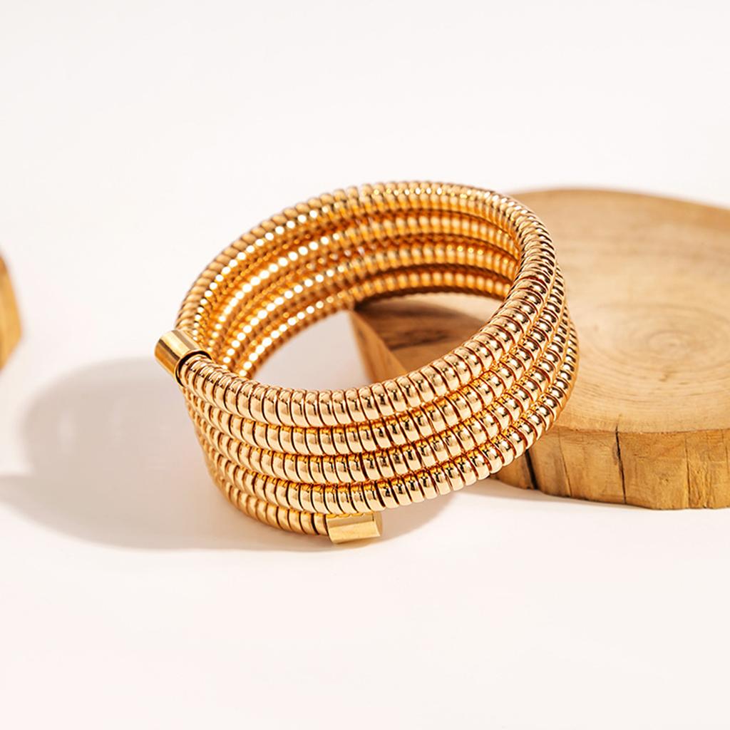 Fashion Unisex Wrist Jewelry Unique Metal Spring Style Bracelet Stackable Bracelet Multi Layer Bracelet for Woman Man