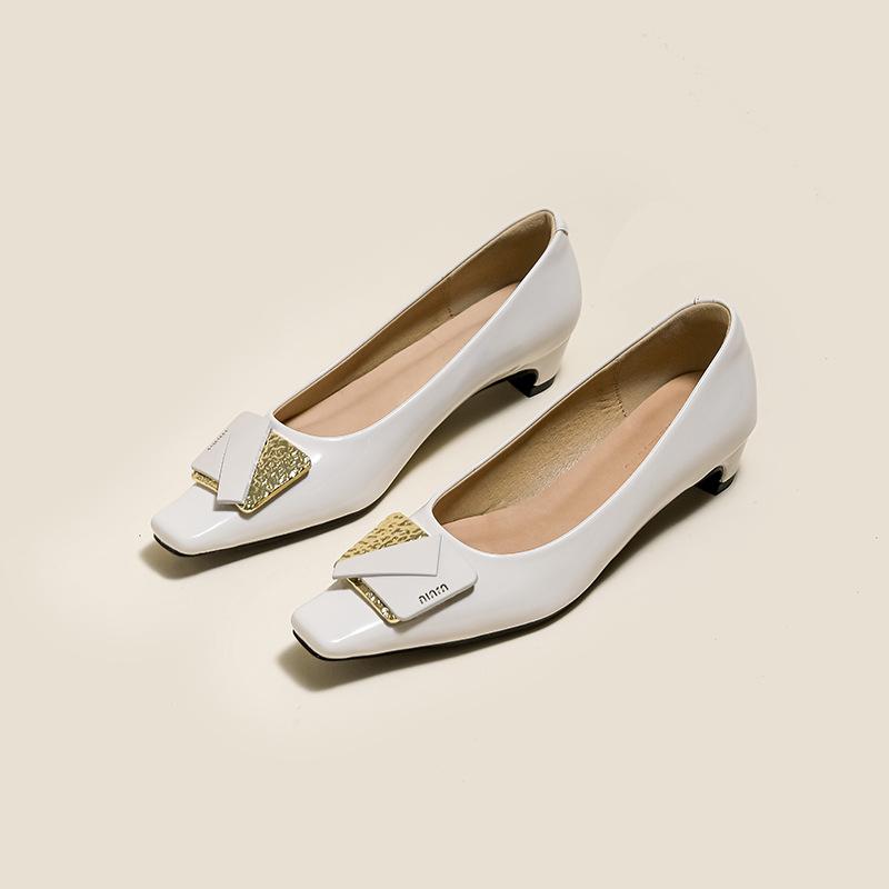 Yuanlitong 2025 High Heels Are Not Tired of Feet, Single Shoes for Women, High-end Fashion, Square Head Is Not Stuffy Feet, Genuine Leather Women