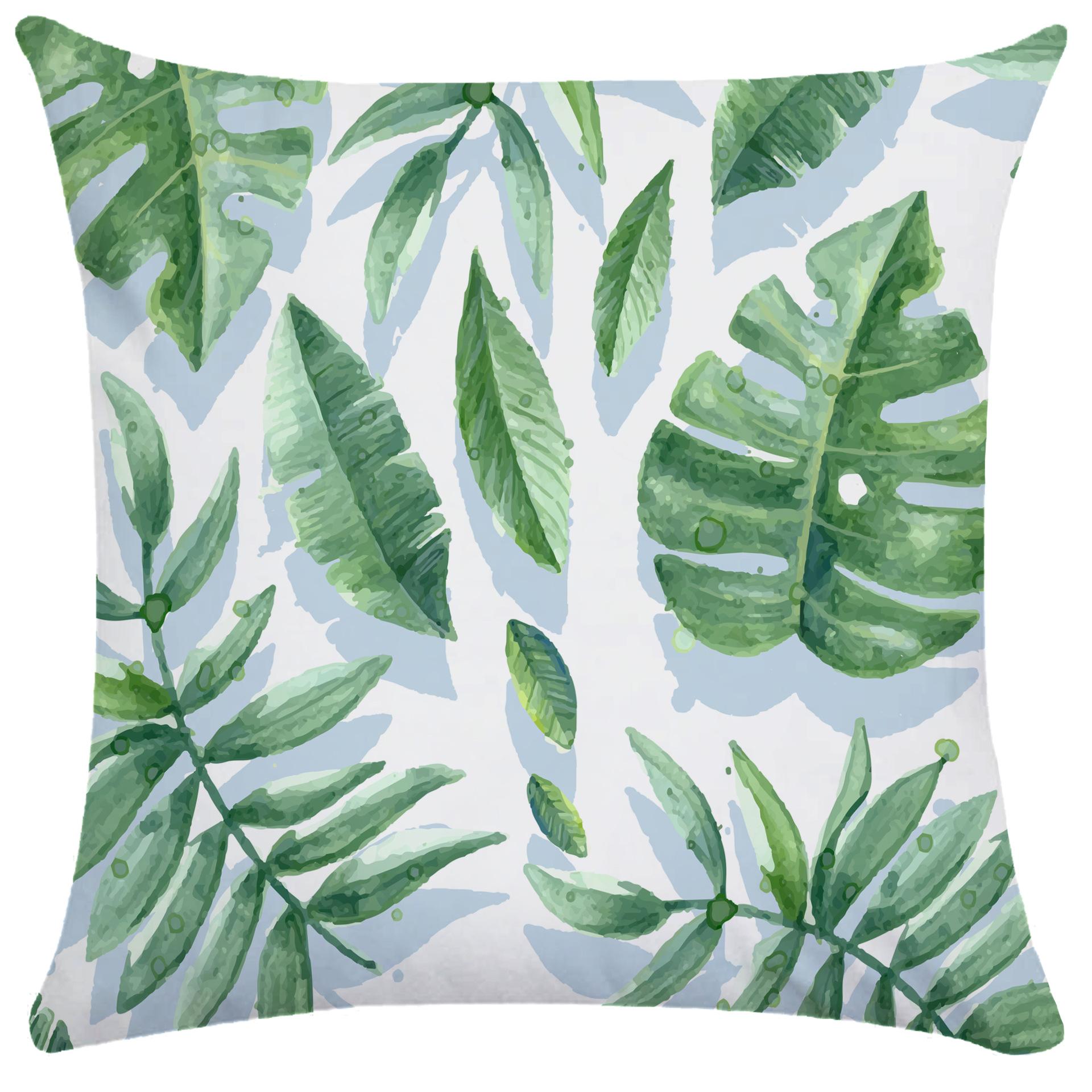 

Чехол для подушки с пальмовым листом, скандинавская ручная роспись, наволочка с растениями, мягкая наволочка, короткая плюшевая наволочка 45X45CM