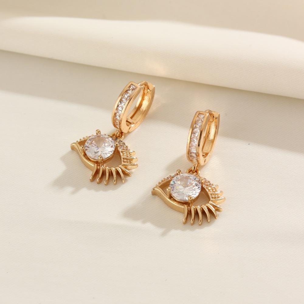 

1 Pair Fashion Zirconia Eye Dangle Earrings for Women Golden Earring Jewelry Wedding Party Accessories золотой