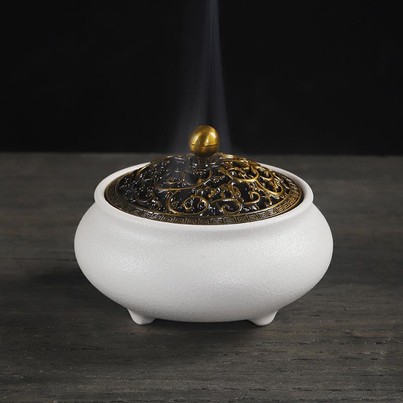 Celadon Ceramic Incense Burner - Antique Style, Small Size, Ice Crack Kiln, Sandalwood Incense Holder.