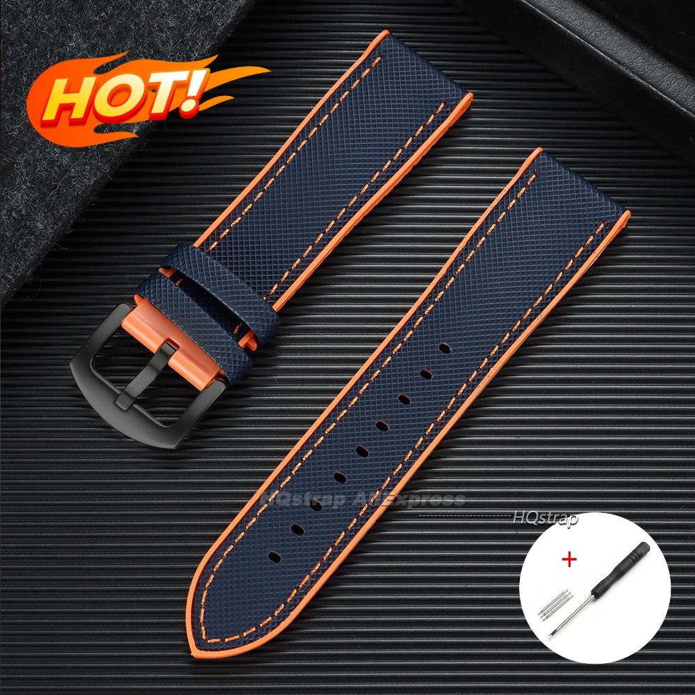 Premium TPU Rubber Nylon Sailcloth Hybrid Watch Strap 18mm 19mm 20mm 21mm 22mm 24mm for Casio for Seiko Band Waterproof Bracelet