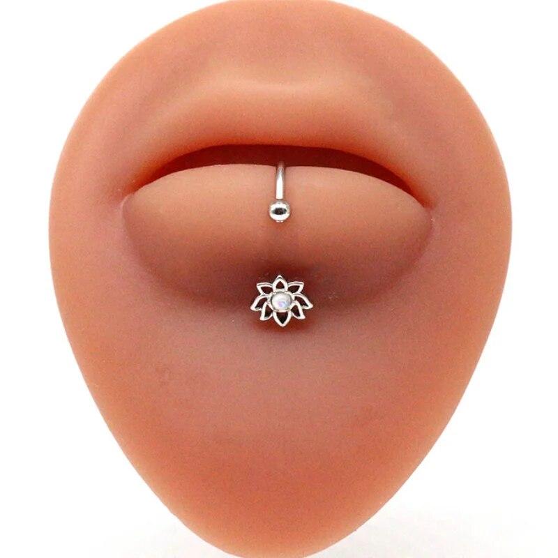Anello per labbra per occhi alla moda, piercing per labbra in acciaio inossidabile, anelli per labret, piercing per setto per unghie a forma di cuore, farfalla, luna, loto