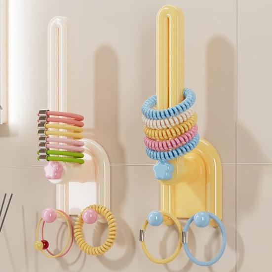 Wall-Mounted Hair Tie Holder Horizontal Vertical Hair Accessories Organizer Adhesive Hair Ties Ropes Bands Organizer for Bathroom Cabinet Bedroom Wall