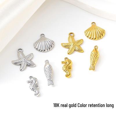 Ocean Series Pendant: Stainless Steel Starfish, Seashell, Seahorse & Fish Necklace Charm