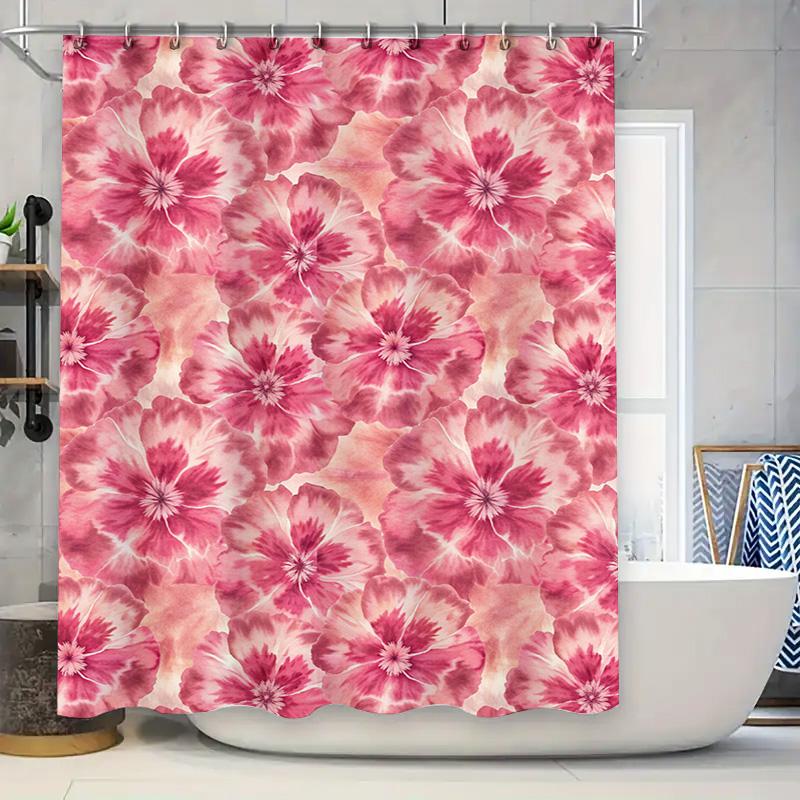 

Watercolor Floral Shower Curtain Pink Flower Pattern for Bathroom Decor Modern Home Design 90x180cm
