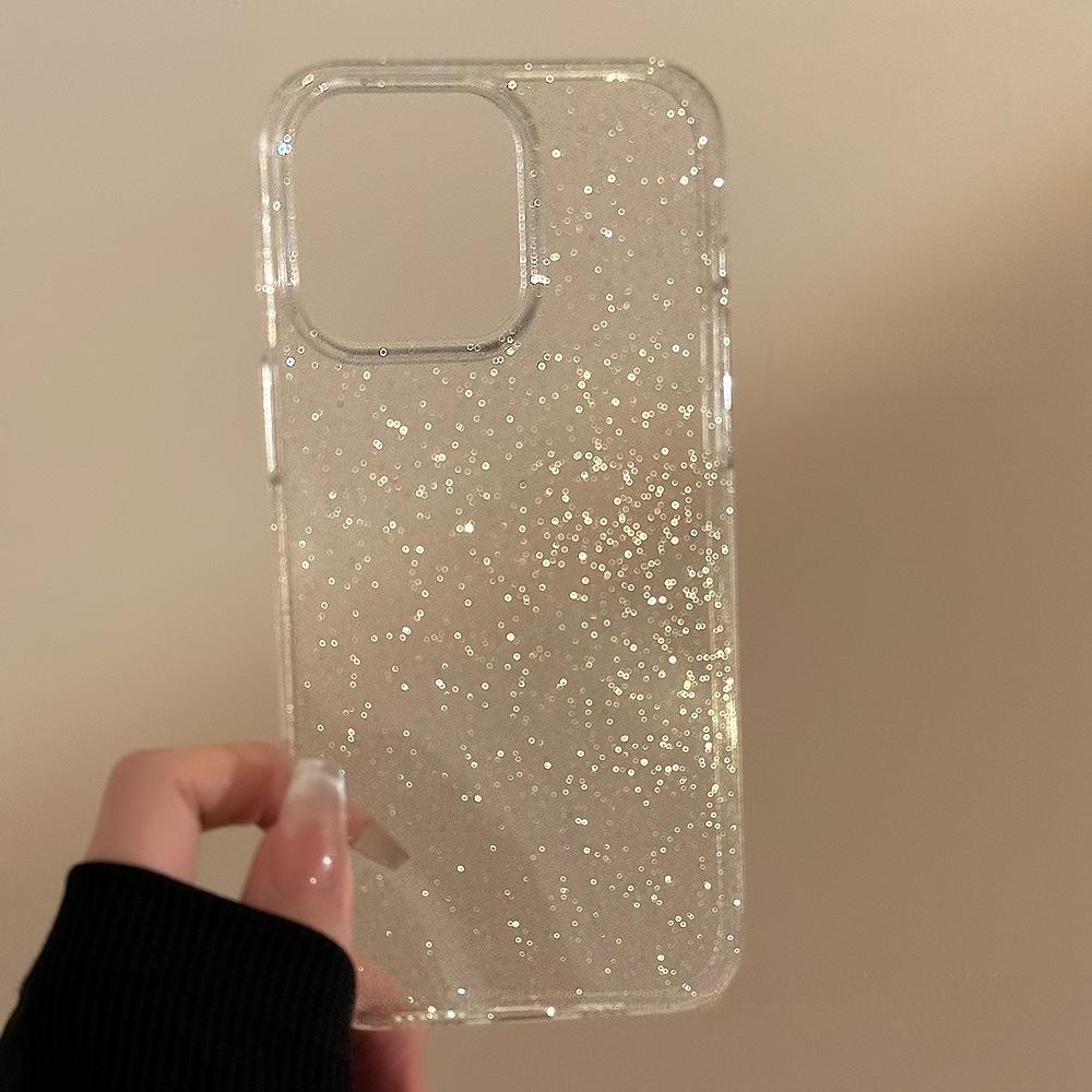

Transparent Glitter Bling Phone Case for IPhone 11 12 13 14 15 16 Pro Max XR XS X 7 8 Plus Sequin Clear Shockproof Cover iPhone 12