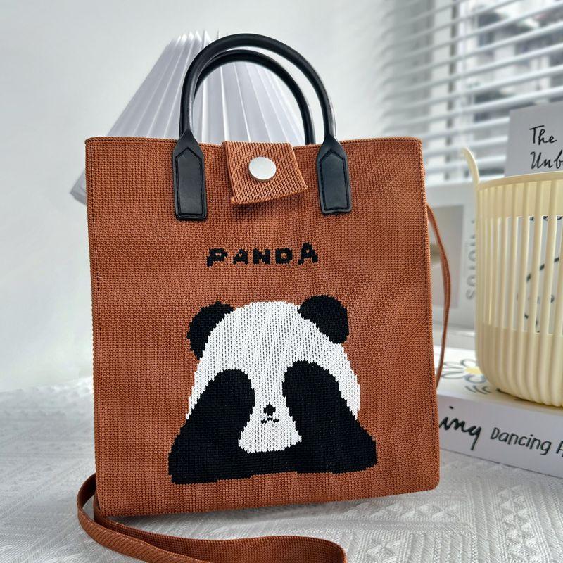 

Чэнду База гигантских панд Сувенирная сумка Сумка-мессенджер Сумка через плечо Вязание Национальный стиль Модная сумка-тоут Повседневная Brown pure color + black handle blindfolded panda