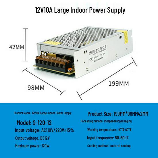 220V To 12V/24V/5V DC Power Supply for LED Strip Lights - 5A/10A/30A, 60W Transformer