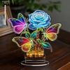 Bohemian Glowing Butterfly & Rose Table Ornamen, Elegant Desktop Decoration for Home, Office, Christmas, Valentine's Day Gift, Wedding & Party Decor,