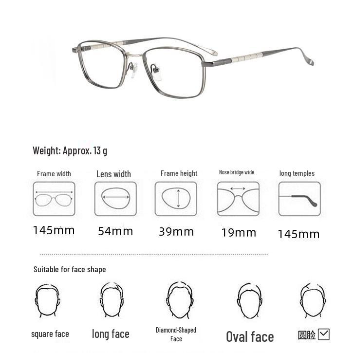 Men's Ultralight Japanese Titanium Photochromic Glasses Frame for High Prescription