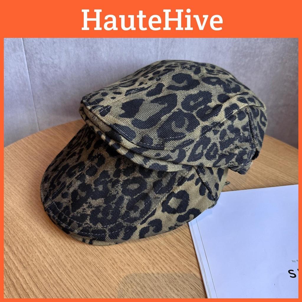 Leopard Retro Trendy Print Flat Cap Windproof Warm Travel Features Casual Looks