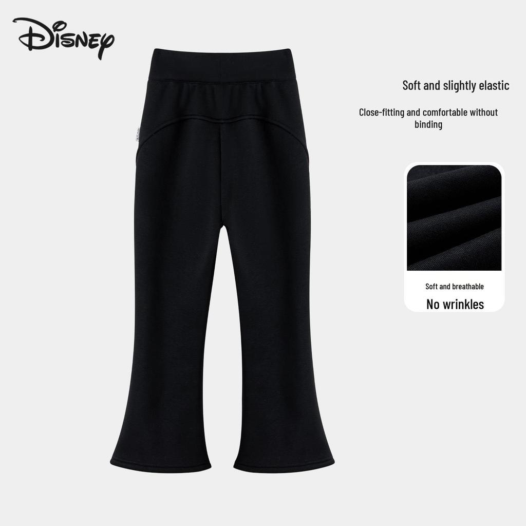 2025 Autumn Girls' Black Micro Flare Slimming Casual Pants for Middle and Big Kids