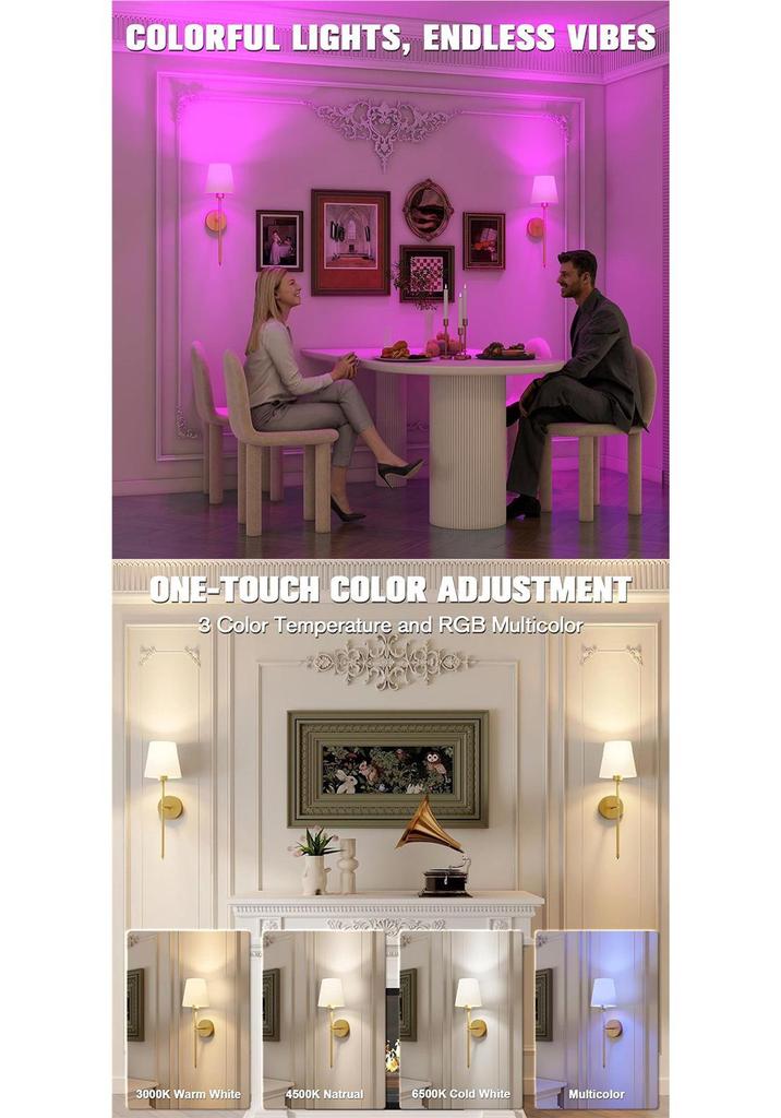 Wireless Indoor Wall Lamp with Detachable RGB Light Bulb, Remote Control, and Timer; Perfect for Living Room or Bedroom.