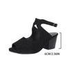 Fashion Fashion Anckle Wrap Flock Sandals Women 2025 Cross Strap Thick Sole Sandal Woman New Plus Size Square Heel Non-Slip Sandal Mujer