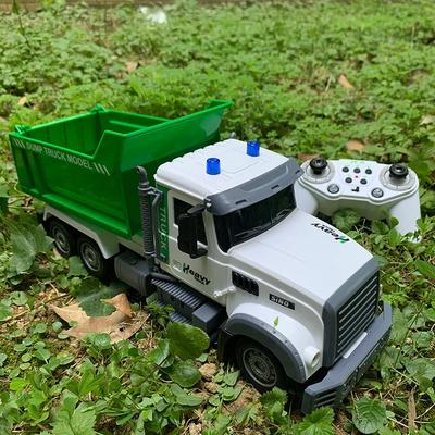 Rc Garbage Truck 1/12 Toy with Lights Scale Radio Controlled Car Sanitation Vehicle Recycling Cars Early Learning Boys Toys