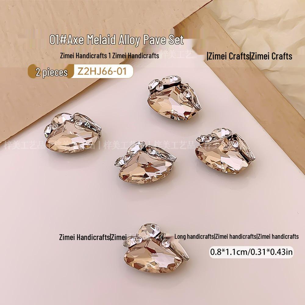 

2025 Super Sparkly Melaard Coffee Crooked Heart Diamond Nail Art Decoration