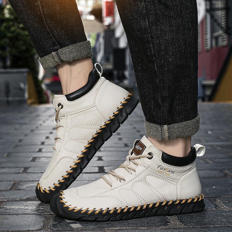 38-48 Men Leather Casual  Shoes Design Sneakers Man Breathable Leather Shoes Men Ankle Boots