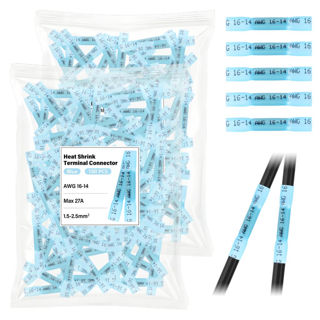 200/510PCS Boxed Waterproof Heat Shrink Butt Wire Connectors Waterproof Insulated Automobile Marine Wire Cable Crimp Terminals