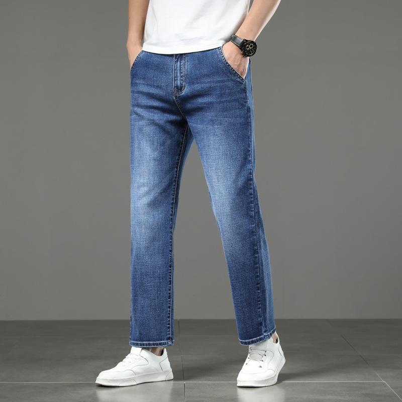 New Style Business Stretch Straight-Leg Plus Size Jeans for Men Loose-Fit Casual Trousers for Men Slim-Fit Cropped Trousers
