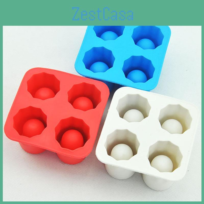 Durable 4-cup Ice Cube Shot Silicone Shooters Glass Freeze Molds Tray For Parties