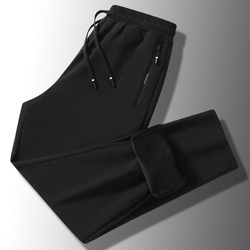 Dm Wasserdichte Sportliche Freizeithose für Herren in Übergröße, Winter mit Plüsch und dicker Außenschicht, Warme und lockere Knöchelhose mit Silberfuchsfell