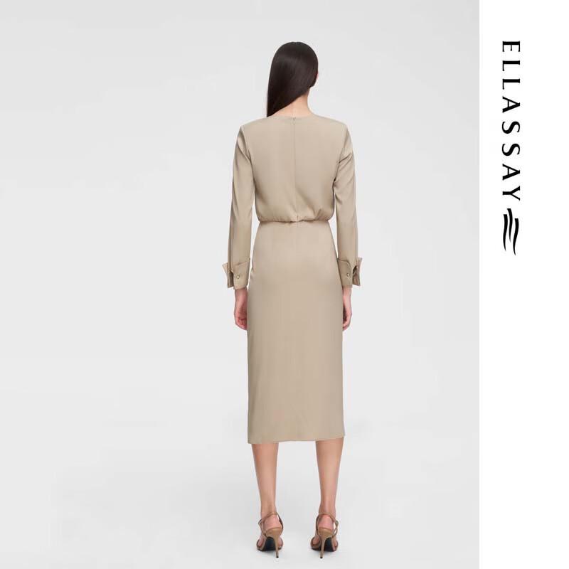 ELLASSAY Pleated Slit Midi Dress