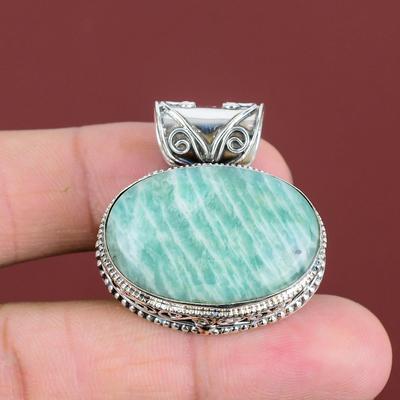 Amazonite Pendant Genuine Gemstone Jewelry Vintage Handmade Pendant 925 Sterling Silver Pendant Designer Pendant Gift For Her Silver Jewelry