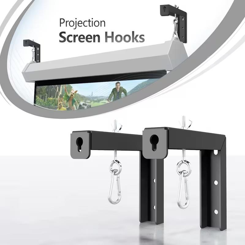 Coppia di Staffe a L da Parete per Schermo di Proiezione con Ganci da 6 Pollici per Home Theater e Schermi Cinematografici.