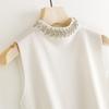 Womens Rhinestone Decor Mock Neck Sleeveless Knit Tank Top