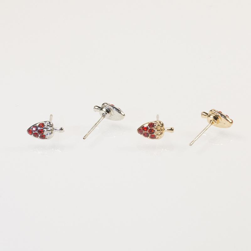 Silbernadel Koreanische Version von Internet-Berühmtheiten Knaller Perlenvogel Ohrstecker Kombinationsset Diamant Erdbeer-Ohrstecker Dreiteiliges Set