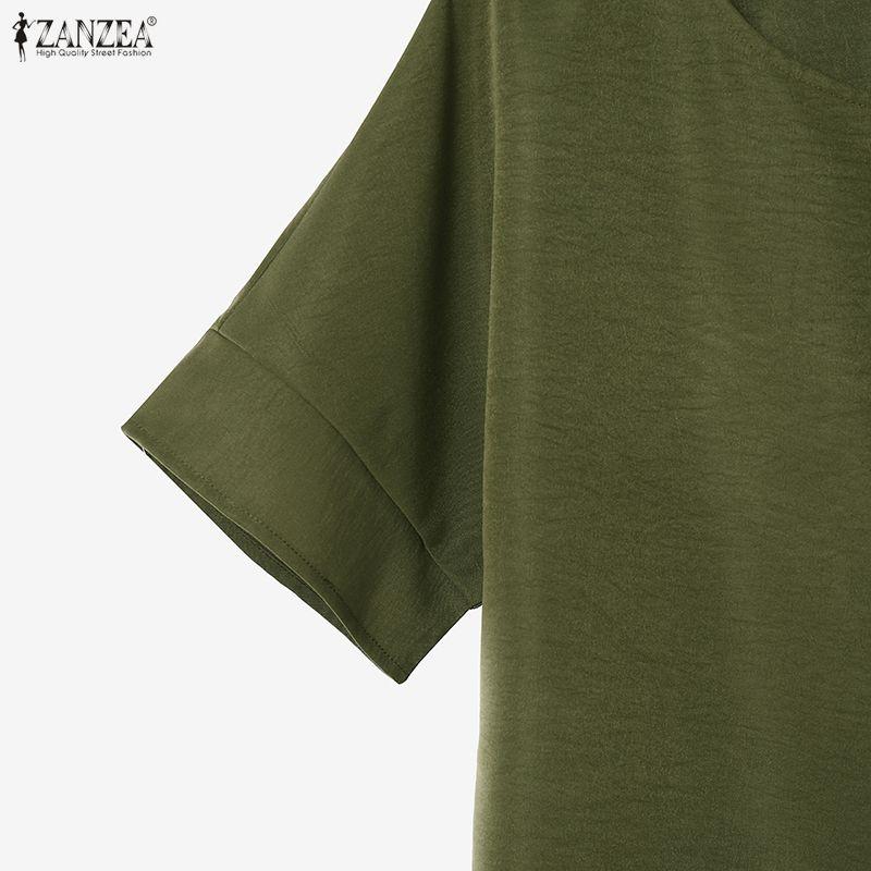 ZANZEA Women Short Sleeve Blouse and Shorts Summer Two Piece Suit Sets