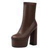 Gold Women Back Zipper Platform Ankle Boots Metallic Silver High Chunky Heels Winter Autumn White Dress Club Stretch Short Boots