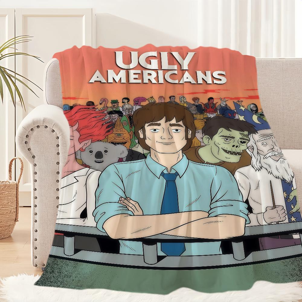 Cartoon TV U Ugly A Ameri cansS Blanket For Soft Throw Blanket for Picnic Bed Sofa Home Bedroom Cozy Warm Comfortable