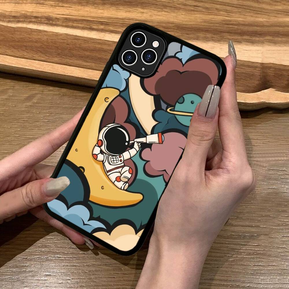 Cute Astronaut Phone Case Silicone PC+TPU For For IPhone 11 12 13 14 15 16 Plus Pro Max Cover