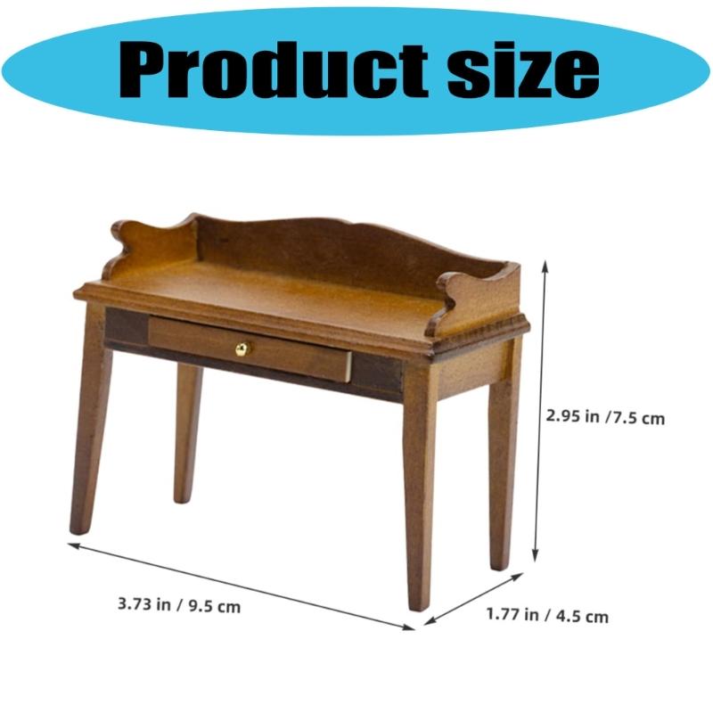 Tiny Study Desk 1/12 Miniature Model Realistic Dollhouses Accessory Creative Scene Building For Adults
