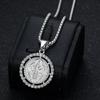 Hot-Selling Hip-Hop Stainless Steel Gold-Plated Inlaid Diamond Father Saint Benedict Exorcist Pendant Necklace