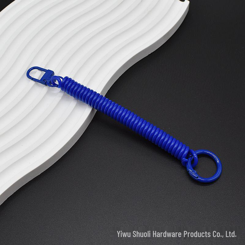Multicolor Retractable Elastic Cord ID Holder Lanyard with Alloy Ring and Spring Chain