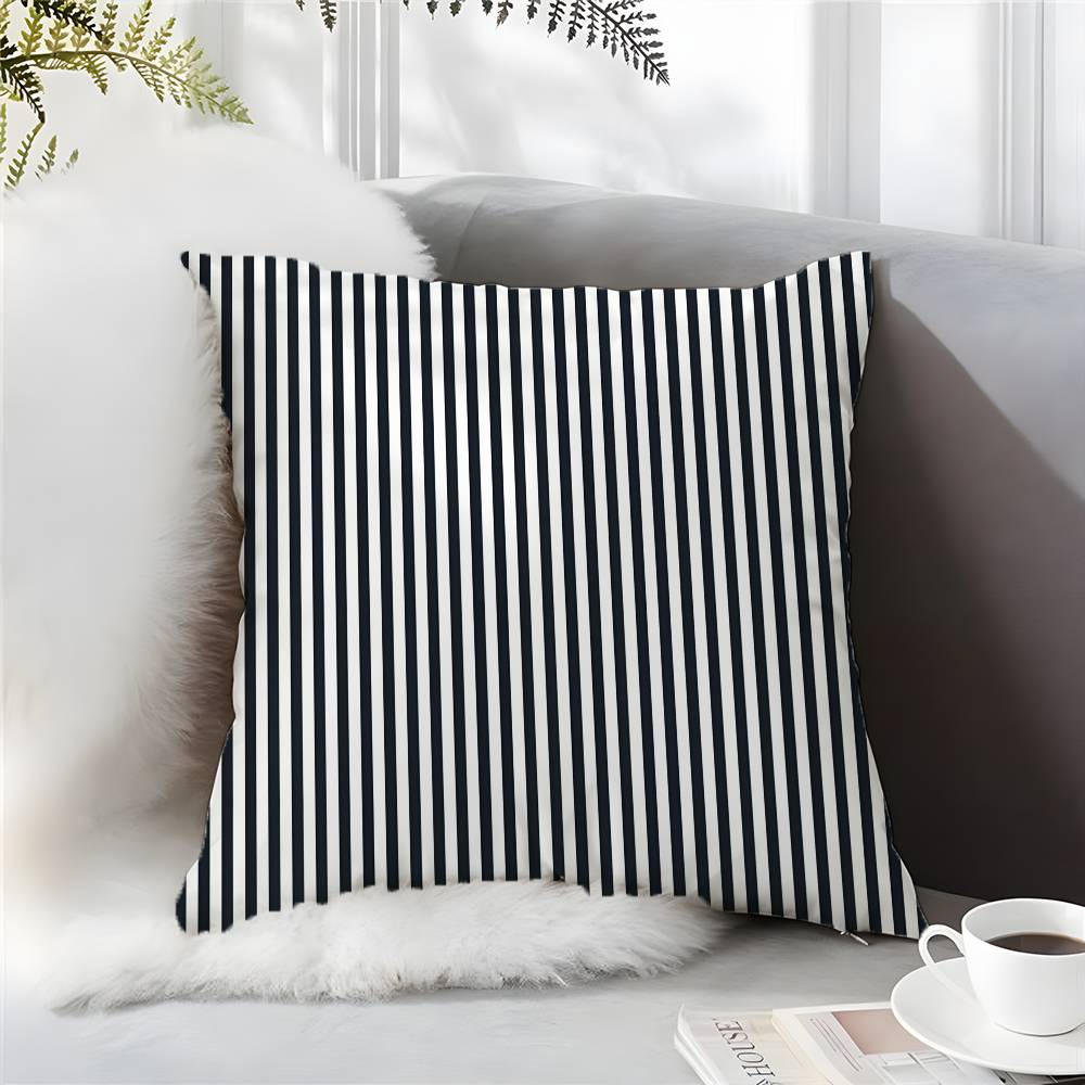 

Black And White Striped Geometric Rectangle Pillow Case Comfort Sofa Bed Silky Elegant Invisible Zipper Custom Decorative c 12x12Inch