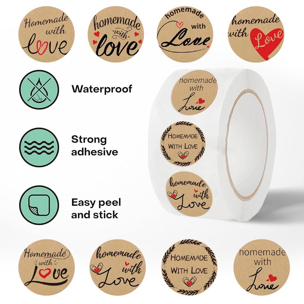 500 Sheets/roll Roll Sticker Tape Retro Kraft Paper Handbook Material Decorative Envelope Seal Sticker