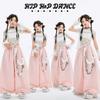 Girls Jazz Dance Outfit Hip Hop Street Performance Costume Kids Stage Wear With Lace Sleeve Top Pink Pants