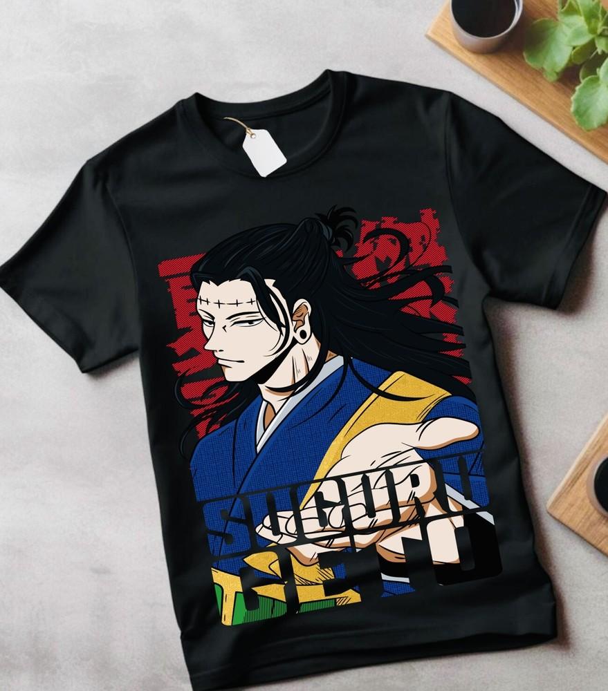 

Футболка Сугуру Гето Футболка Дзюдзюцу Кайсен Гето jjk Аниме Черная футболка Все размеры XL