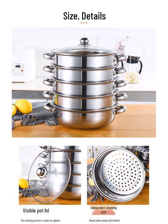 Thickened Stainless Steel Multi-Layer Steamer for Home Use
