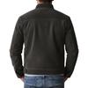 Men's Solid Color Suede Warm Pockets Cardigan Jacket Men's Casual Jacket.