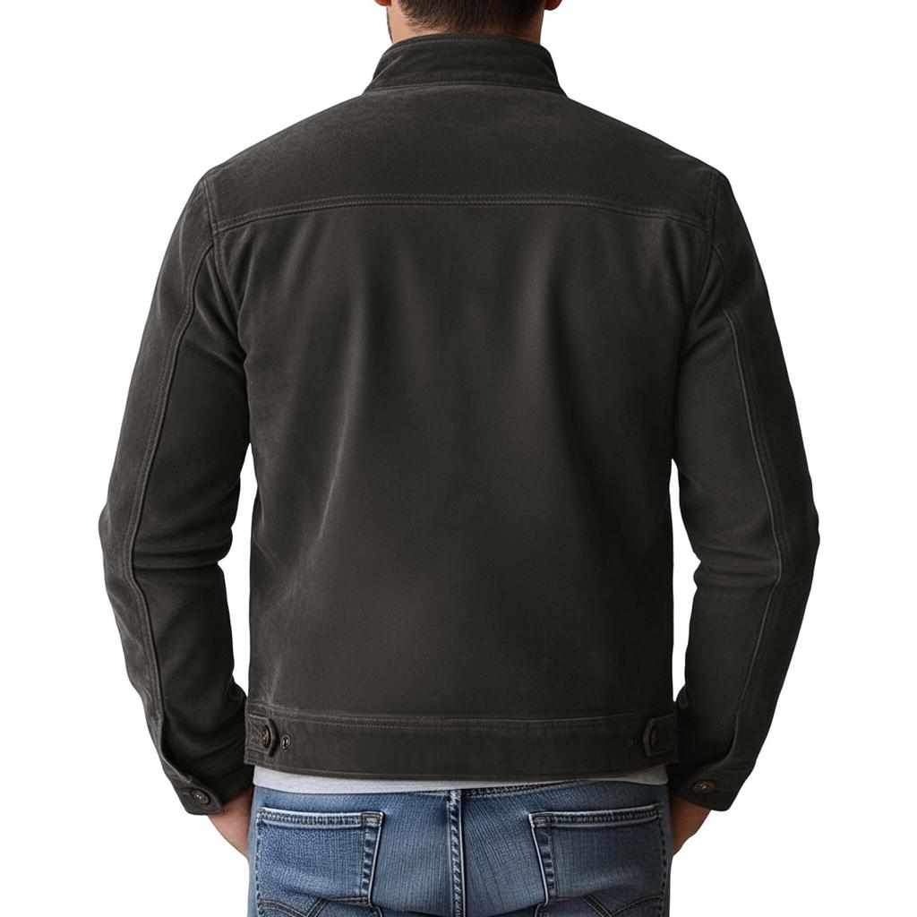 Men's Solid Color Suede Warm Pockets Cardigan Jacket Men's Casual Jacket.