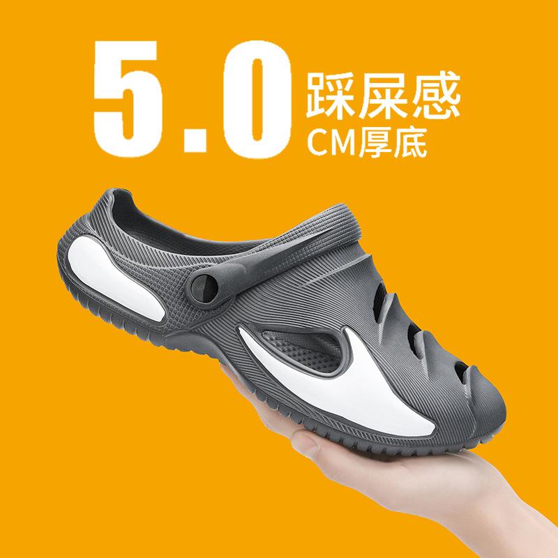 

толстоподошвенная сумка голова носит тапочки мужские корейская версия мягкая подошва пляжная обувь дышащие повседневные сандалии мужские 44-45 серый